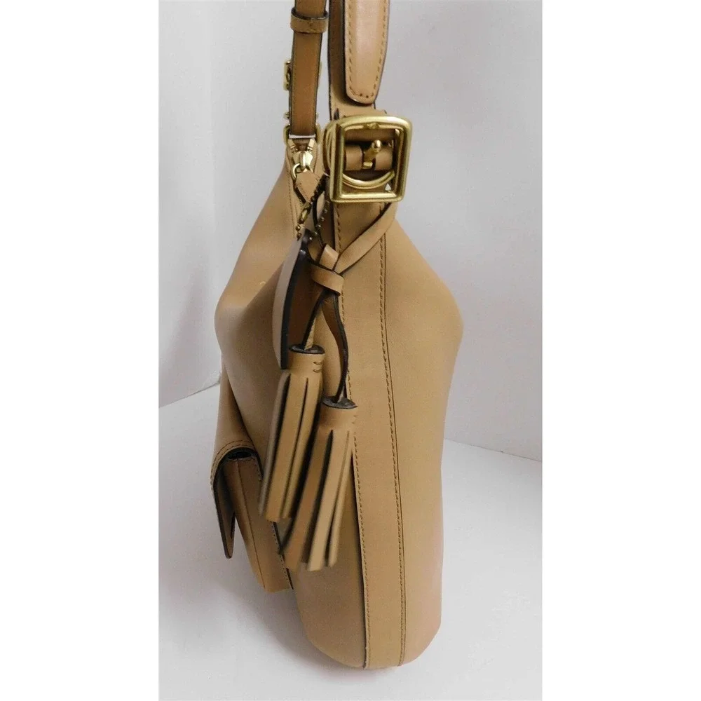 Coach 22381 Courtenay Camel Beige Leather Front Pocket‎ Hobo Bag